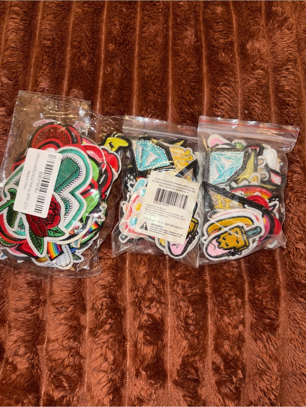 Pack of Colorful Iron-On Embroidered Patches - Rose, Rainbow & Novelty Designs